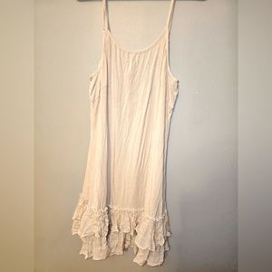 Oddly 3XL Boutique Long Tank with Ruffles Cream